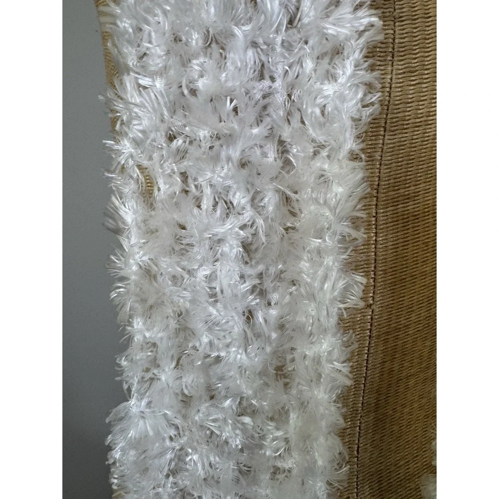 Vtg Y2K Fuzzy Fluffy Eyelash Knit Tube Scarf White Loose Knit Fairy Whimsy Goth